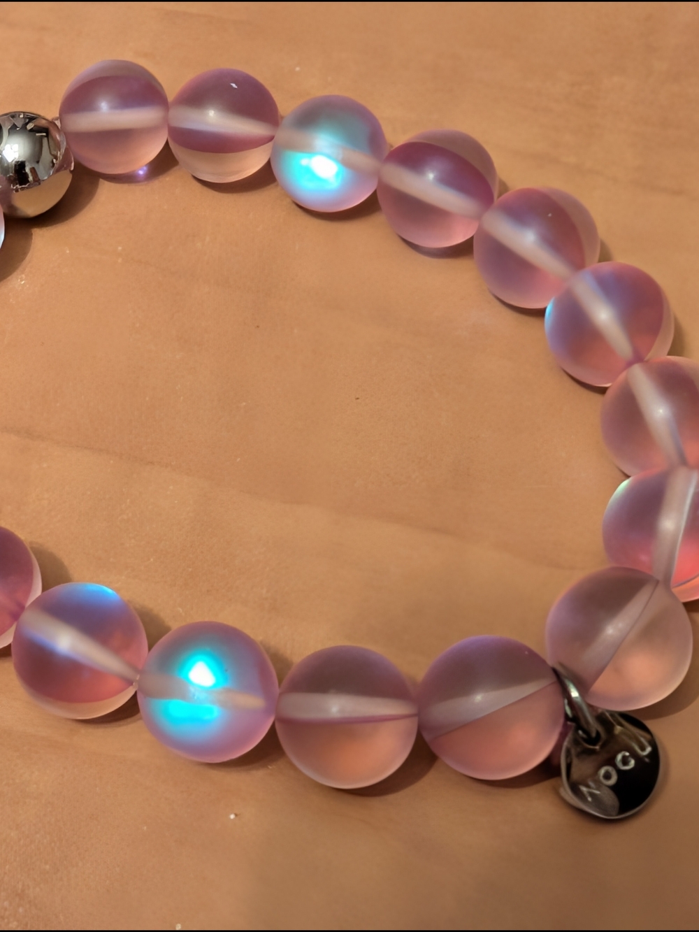 Pink Frosted Glass Bead Bracelet